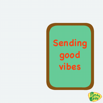 A Cartoon Bear Holding A Sign That Says " Sending Good Vibes " GIF