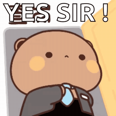 A Cartoon Bear In A Suit And Tie Is Saying " Yes Sir " GIF