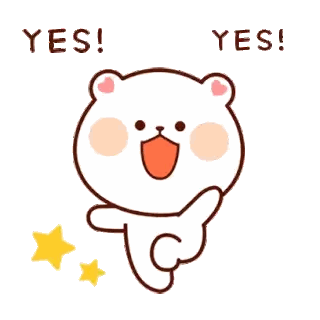 A Cartoon Bear Is Giving A Thumbs Up And The Words Yes Are Below It Sticker