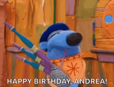 A Cartoon Bear Is Holding A Brush And Says Happy Birthday Andrea GIF
