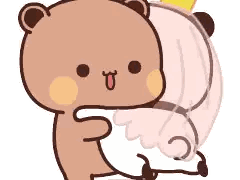 A Cartoon Bear Is Hugging A Swan With A Crown On It . Sticker