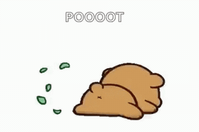 A Cartoon Bear Is Laying Down And Blowing A Green Smoke . GIF