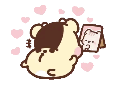 A Cartoon Bear Is Looking At A Picture Of A Cat In A Mirror Sticker