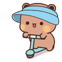 A Cartoon Bear Is Riding A Scooter With A Blue Visor On . Sticker