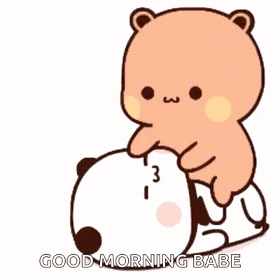 A Cartoon Bear Is Sitting On Top Of A Panda Bear And Says Good Morning Babe . GIF
