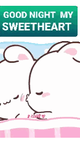 A Cartoon Bear Is Sleeping On A Bed With The Words `` Good Night My Sweetheart '' Above It Sticker