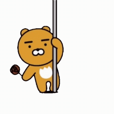 A Cartoon Bear Is Standing On A Pole Holding A Flower . GIF