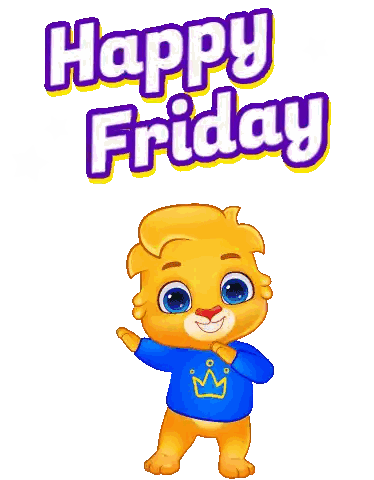 A Cartoon Bear Is Wearing A Blue Shirt That Says " Happy Friday " Sticker