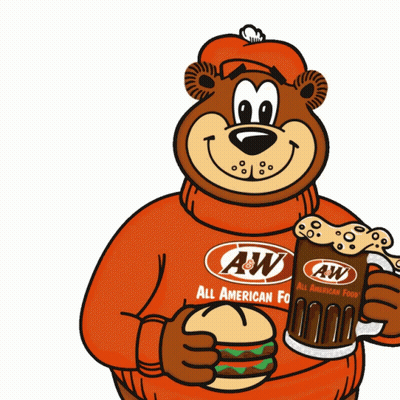 A Cartoon Bear Is Wearing An Aw Sweater And Holding A Beer And A Hamburger GIF