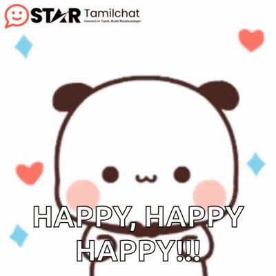 A Cartoon Bear Says Happy Happy Happy !!! GIF