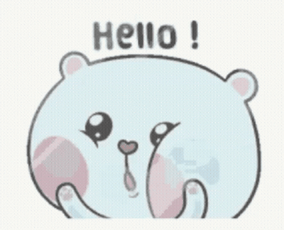 A Cartoon Bear Says Hello With A Heart In Its Mouth . GIF