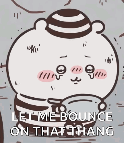 A Cartoon Bear Says Let Me Bounce On That Hang GIF