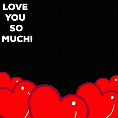 A Cartoon Bear Surrounded By Red Hearts With The Words Love You So Much GIF