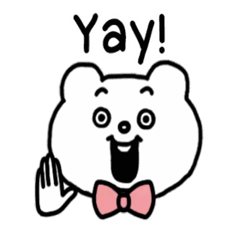 A Cartoon Bear Wearing A Bow Tie And Saying Yay ! Sticker