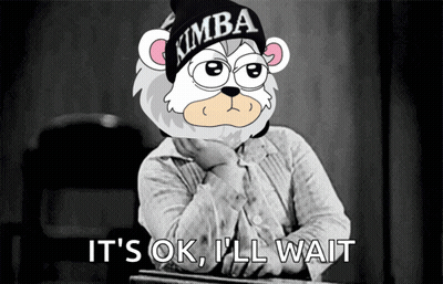 A Cartoon Bear Wearing A Kimba Hat Says It 'S Ok I Ll Wait GIF