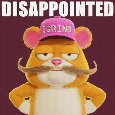 A Cartoon Bear Wearing A Pink Hat That Says Grind On It GIF