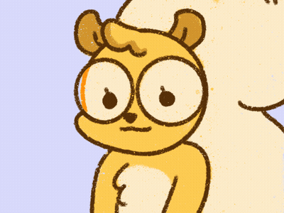 A Cartoon Bear Wearing Glasses And A Hat GIF