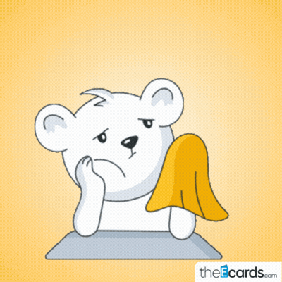A Cartoon Bear With A Broken Heart And A Speech Bubble Saying Sad GIF