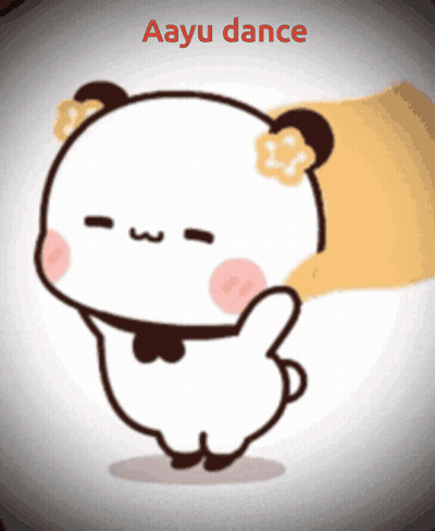 A Cartoon Bear With A Flower On Its Head And The Words Aayu Dance Below It GIF