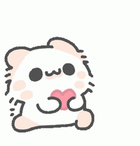 A Cartoon Bear With A Heart In Its Mouth . GIF
