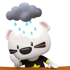 A Cartoon Bear With Rain Drops On His Head Sticker