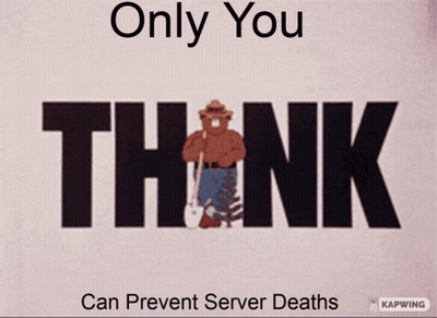 A Cartoon Bear With The Words Only You Can Prevent Server Deaths On It GIF