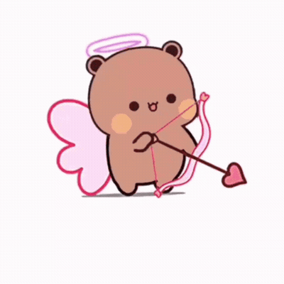 A Cartoon Bear With Wings And A Bow And Arrow . GIF
