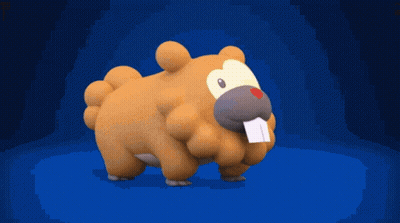 A Cartoon Beaver Is Standing On A Purple Surface With A Tooth In Its Mouth . GIF