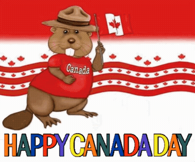 A Cartoon Beaver Wearing A Hat And A Canada Shirt GIF