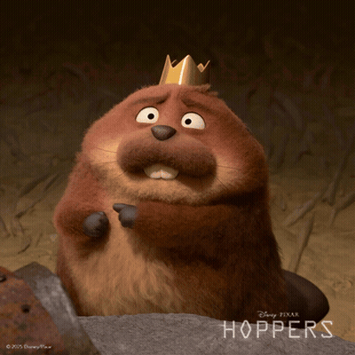 A Cartoon Beaver With A Crown On His Head Is From Disney Pixar Hoppers GIF