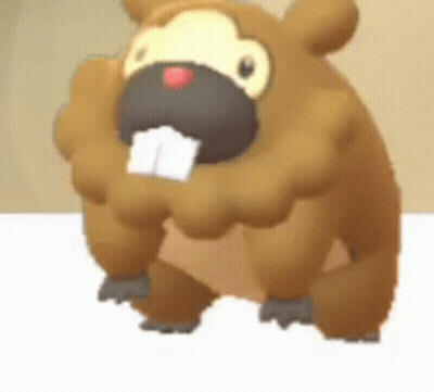 A Cartoon Beaver With Big Teeth Is Sitting On A Table . GIF