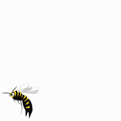 A Cartoon Bee Is Flying On A White Background GIF