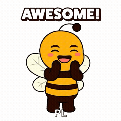 A Cartoon Bee Is Holding Its Hands To Its Face And Says Awesome ! GIF