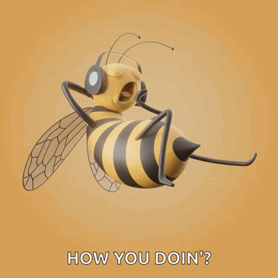 A Cartoon Bee Wearing Headphones With The Words How You Doin ' Below It GIF