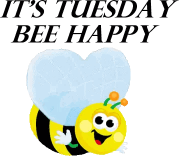 A Cartoon Bee With The Words It 'S Tuesday Bee Happy Sticker
