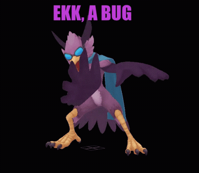 A Cartoon Bird With The Words " Ekk A Bug " Written Above It GIF