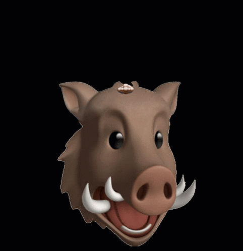 A Cartoon Boar With A Mushroom Coming Out Of It 'S Head GIF