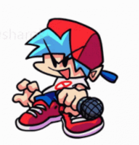 A Cartoon Boy Is Holding A Microphone And Wearing A Hat . GIF