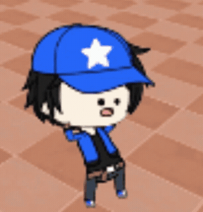 A Cartoon Boy Wearing A Blue Hat With A White Star On It GIF