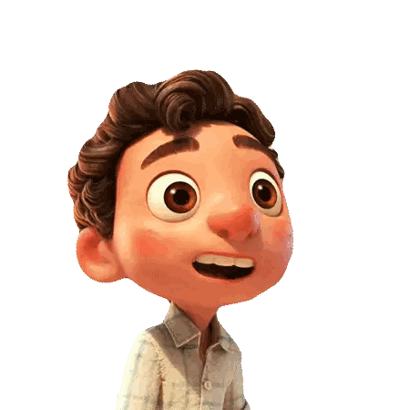 A Cartoon Boy With Big Brown Eyes Is Smiling Sticker