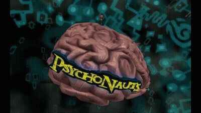 A Cartoon Brain With The Words Psychonauts Written On It GIF