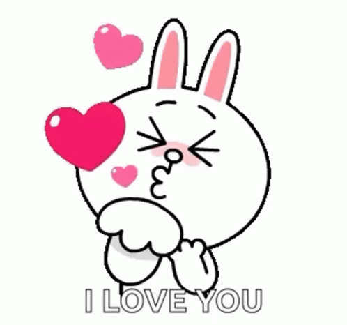 A Cartoon Bunny Is Blowing A Kiss With A Heart In His Eyes . GIF