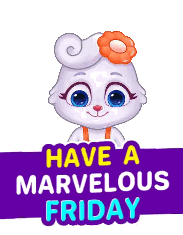 A Cartoon Bunny Says Have A Marvelous Friday With A Flower In Her Hair Sticker