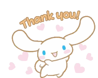 A Cartoon Bunny Says Thank You With Pink Hearts Around Him Sticker