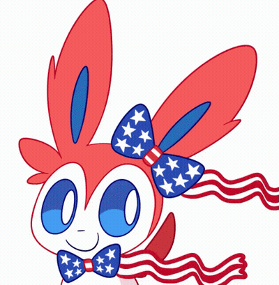 A Cartoon Bunny Wearing A Bow Tie With Stars And Stripes GIF