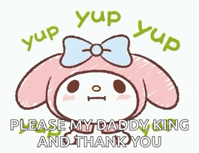 A Cartoon Bunny With A Bow On Its Head Is Asking For A Daddy King And Thanking You . GIF