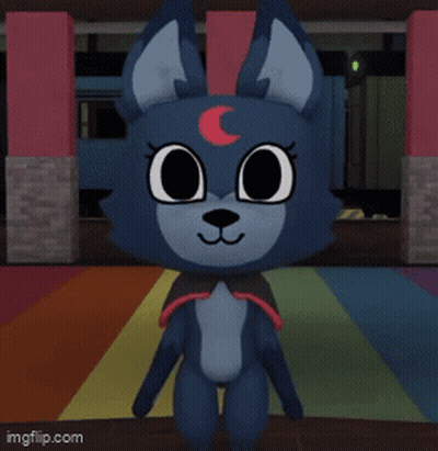 A Cartoon Bunny With A Crescent Moon On Its Head GIF