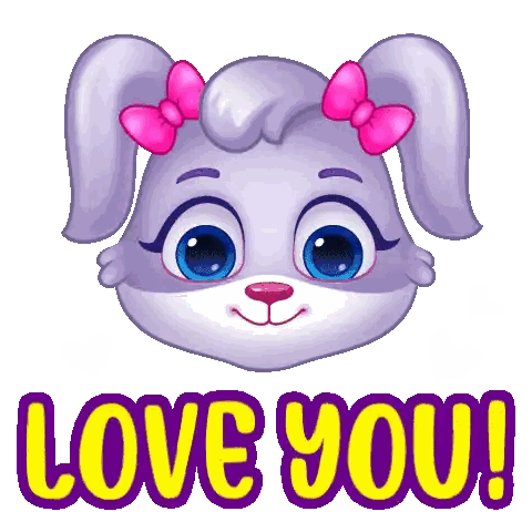 A Cartoon Bunny With A Pink Bow On Her Head And The Words Love You Sticker