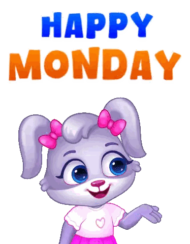 A Cartoon Bunny With Hearts And The Words Happy Monday Behind Her Sticker
