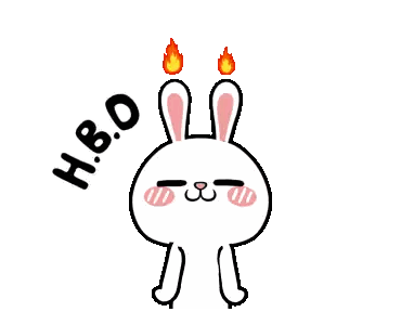 A Cartoon Bunny With Two Candles On Its Ears And The Words H.b.o. Written Around It Sticker